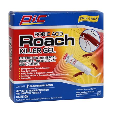 PIC GEL Boric Acid Roach Control Gel, 1-Ounce Syringe, 2-Pack , White