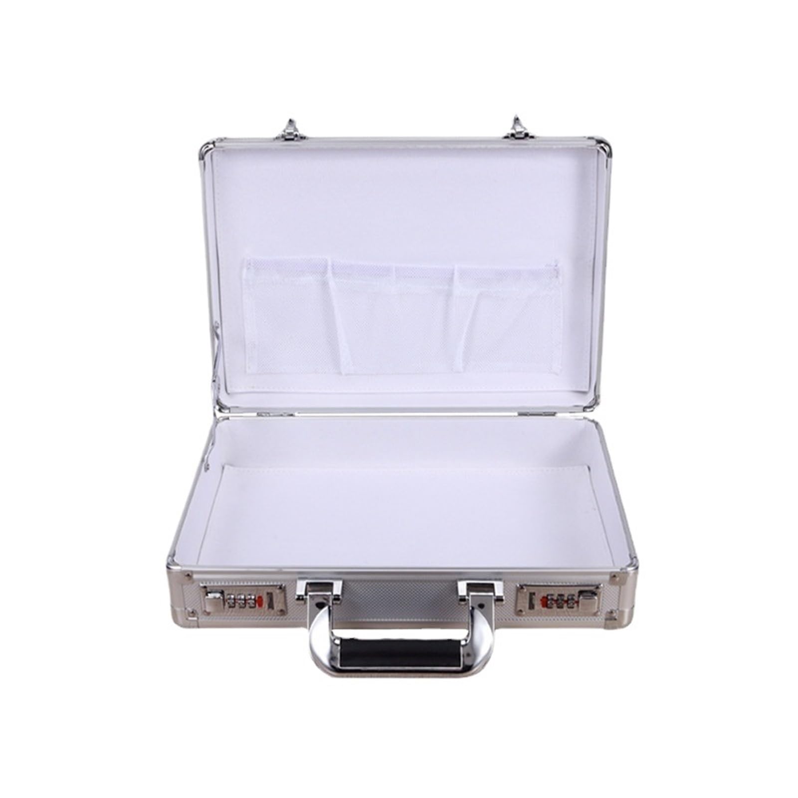 Aluminum Briefcase Small portable toolbox Aluminum alloy waterproof household file case hardware instrument box storage with lock organizer(Silver empty box)