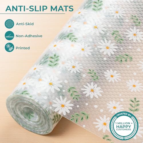 Image of Trendy Home Anti-Slip Mat 45 cm x 5 m for Drawers, Fridge & Shelf Liners | Printed Design, Non-Slip, Food Grade EVA, Washable Kitchen Mat, Leaf Whisper