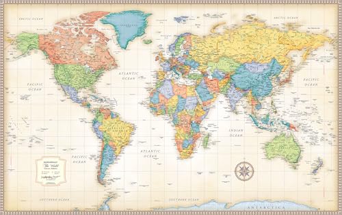 Classic Edition World Wall Map Paper Rolled