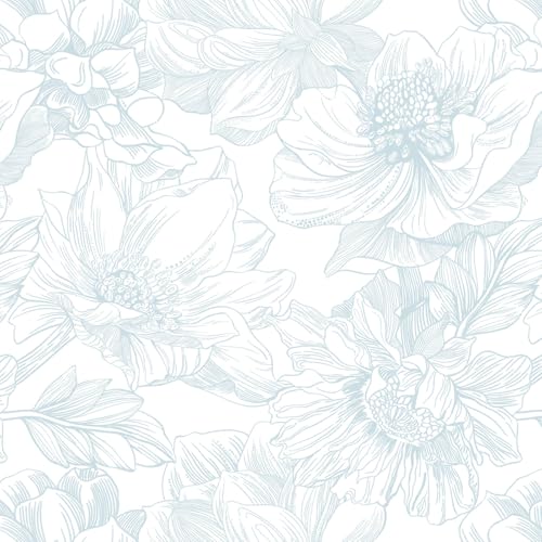 Ismoon Large Floral Peel and Stick Wallpaper Boho White and