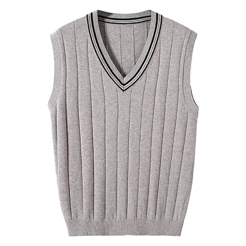 Maiyifu-GJ Men's Slim Knitted Pullover Sweater Solid Color Sleeveless Casual Knitwear Plain Cotton Comfy Vest