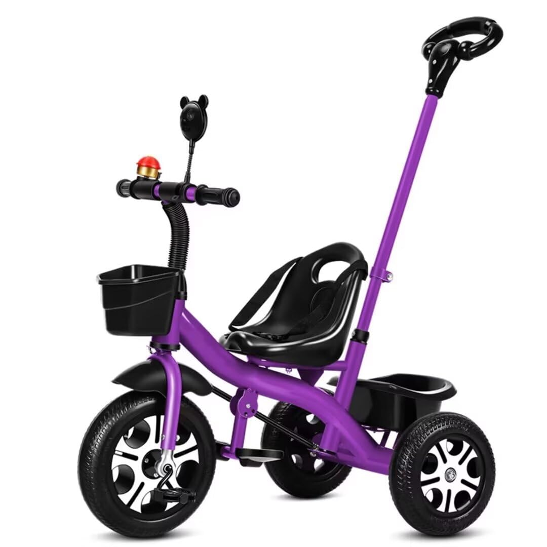 iumLeap Kids Tricycle for Age 2-5,Toddler Stroller with Parent Push Handle,2 in 1 Trolley Trike,3 Wheelers for Boys and Girls,Adjustable seat with Belt,wear-Resistant Foam Wheel (Purple Foam Wheel)