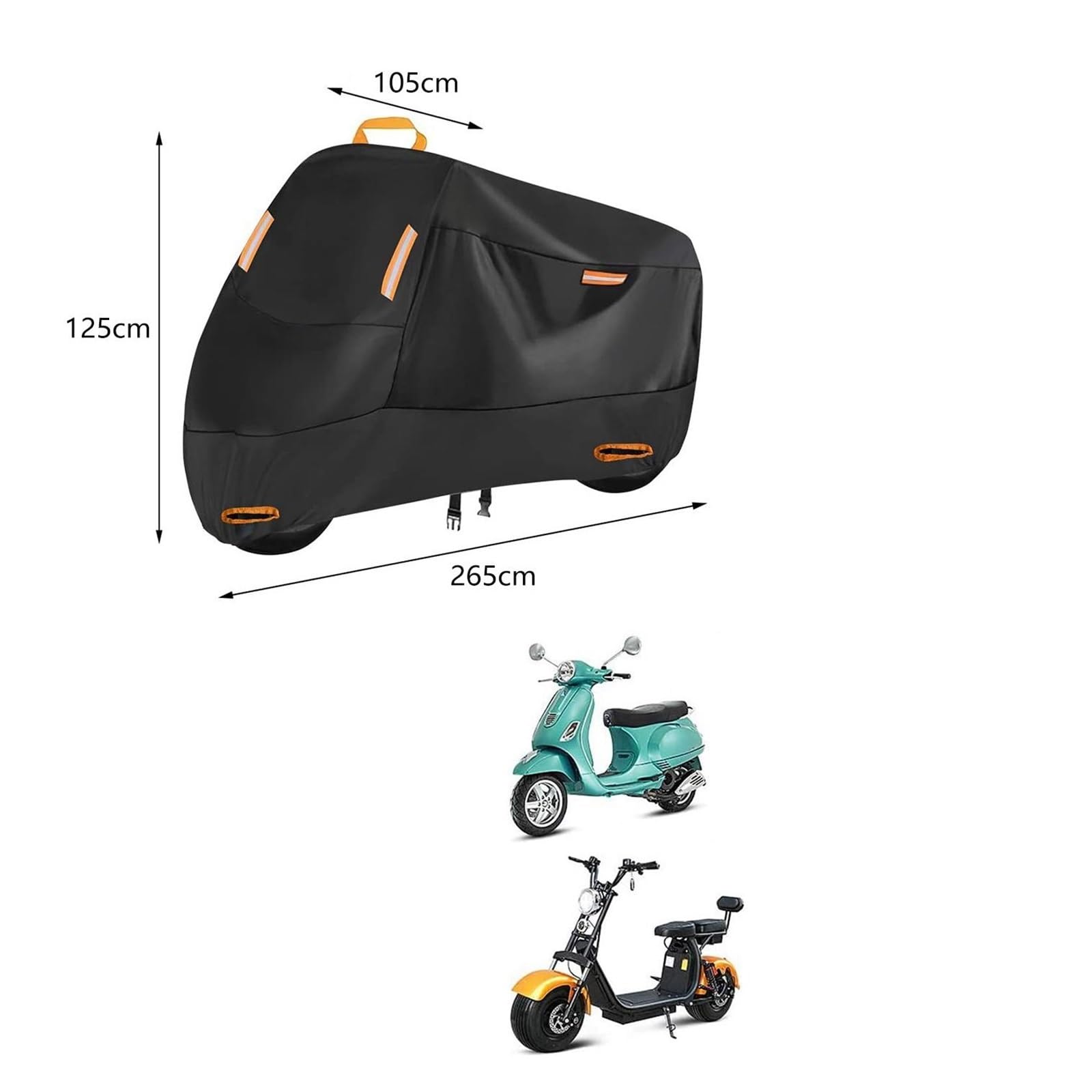 Cubierta Motocicleta Protectora Cubierta De Motocicleta con Tela Poliéster Seda 210D, Hebillas A Prueba Viento,Barrera contra La Llia para Exteriores, Accesorios para