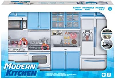 MeeYum Pretend Play Doll size Kitchen Set with Light and Sound in BLUE