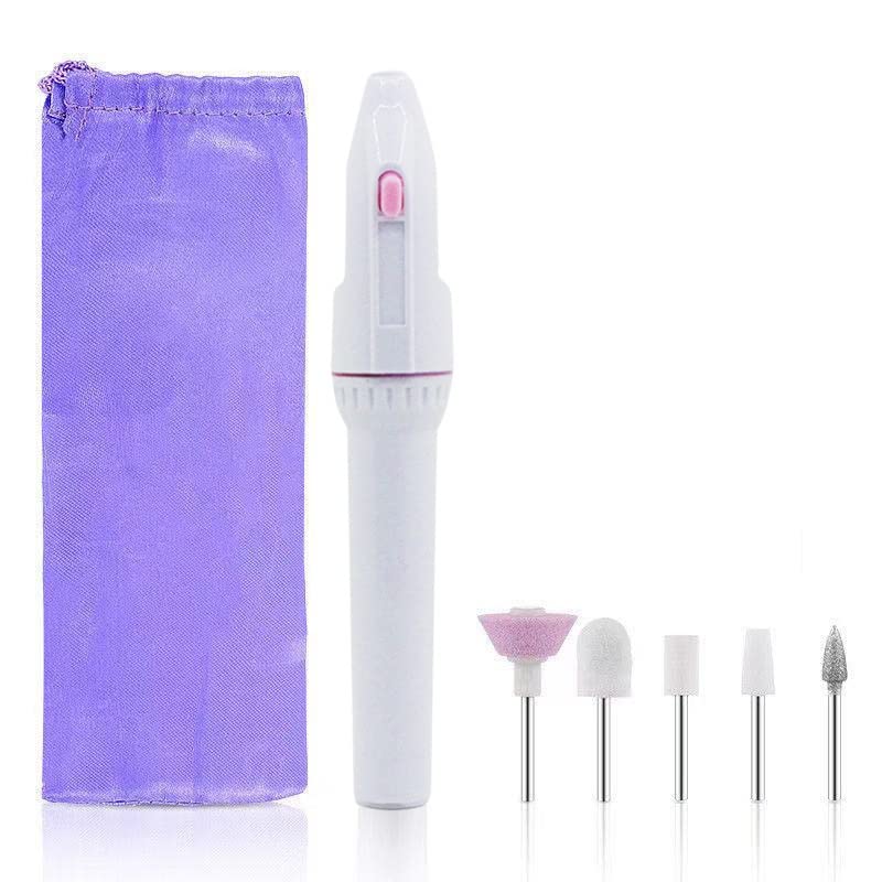 Electric Nail Files, Cordless Manicure and Pedicure Set, Portable Electric Nail Drill with 5 Nail Drill Bit, Battery Powered, Hand Foot Care Tool for Removing Gel Polish, Callus