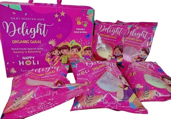 Image of Holi Gulal for Holi Colour 400g 5 Flavor x 80g Herbal Gulal Organic Holi Colours for Family Non Toxic Holi Color Organic Skin Safe Holi Colors Holi Gifts Pack of 5 Multicolor