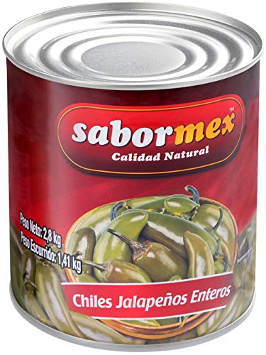 SABORMEX Chile Jalapeño Entero 2,8 kg Producto Natural Sin Conservantes ni Colorantes Vegano