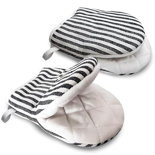 Oven Mitts Heat Resistant Mini Oven Mitts 2-Pack Set Cotton Gloves Heat Resistant Soft Short Small Oven Mittens Pot Holders For Baking Grilling Barbecue Microwave Gift