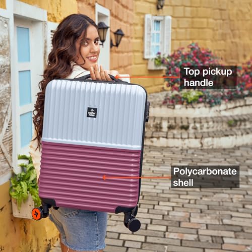 Image of Nasher Miles Istanbul Hard-Sided ABS and PC Cabin Luggage 20 inch | 55cm | 8 Wheels Small Trolley Bag for Travel | Suitcase (Silver Rose Gold)