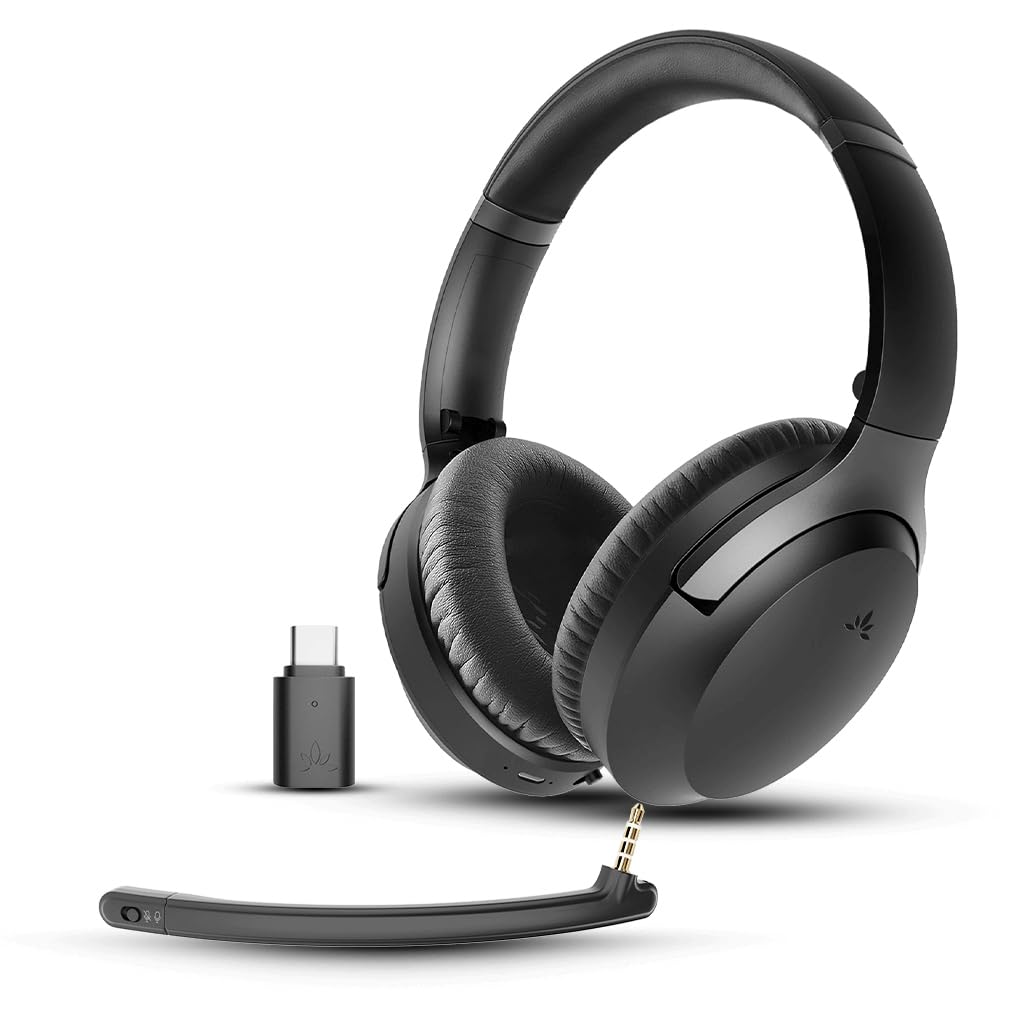 Avantalk Aria Pro 3 - Cuffie Bluetooth con Microfono Antirumore Staccabile per Lavoro - latenza 20 ms, Doppia Connessione (PC + Telefono), Dongle USB-C Wireless - per Gaming su PS5, Riunioni e Musica