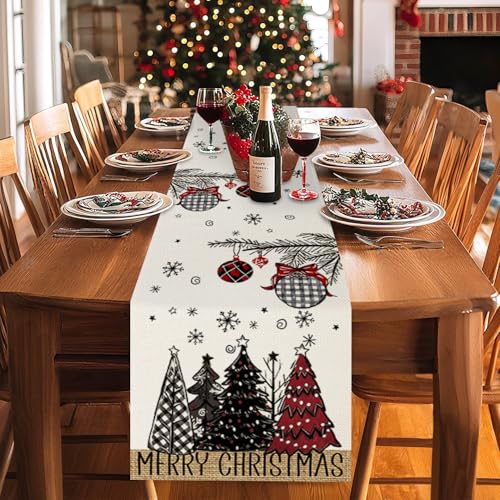 Tischläufer Weihnachten Schneeflocken Kiefer Tischdecke Läufer Table...