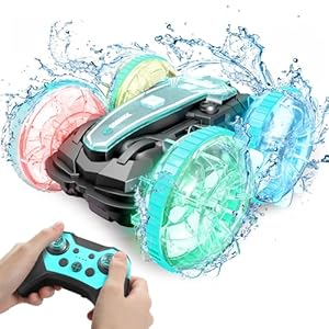 Korffe Coche Teledirigido, 2.4Ghz Impermeable RC Car 4WD 360 ° Roating All Terrain Stunt Juguete para niños de 8 9 10 11 12 años