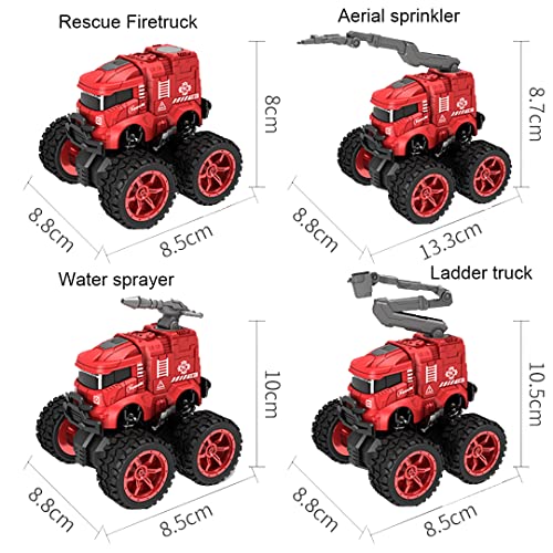 Moonfu Toodler Kid Construction Truck Toy Monster Toy Car Pull Back Vehicles Cars Urable Friction Powered Push And Go Toys Truck Cars For Boys Girls-Rescue Firetruck #TOP4