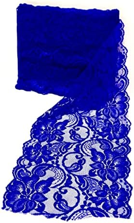15 feet x 6 in Royal Bright Blue Stretch Lace Elastic Ribbon | Perfect for DIY Decoration and Craft