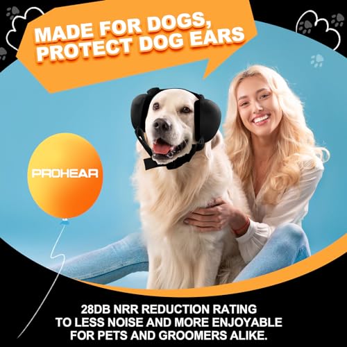 Image of PROHEAR Ungrade GEL Pads Dog Ear Muffs, Dog Hearing Protection for Firework, NRR 28dB for Thunder, Hunting, Tourism,Small - Black