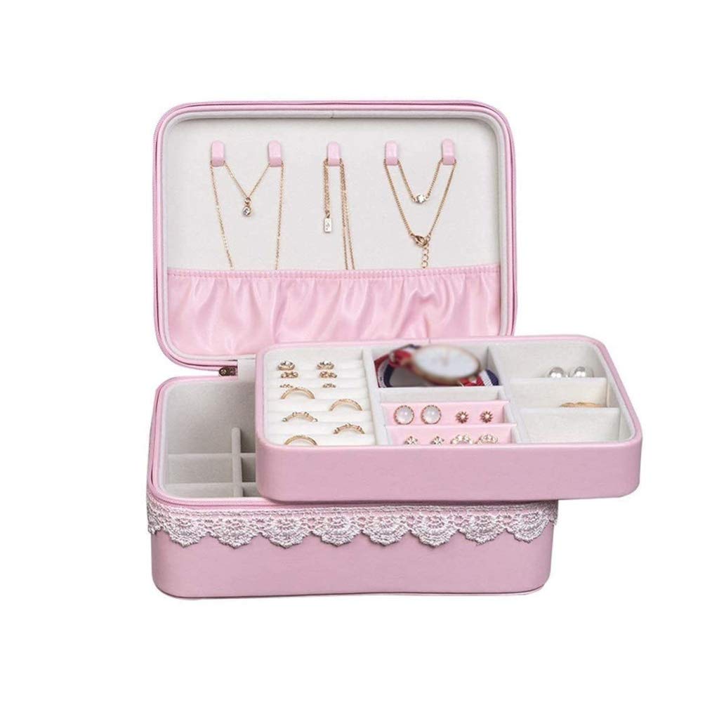Boîte à Bijoux avec étui à Bijoux de Voyage Portable Organisateur de présentation de Bijoux à 2 Couches Étui de Rangement Polyvalent pour Bijoux, bagues, Montres
