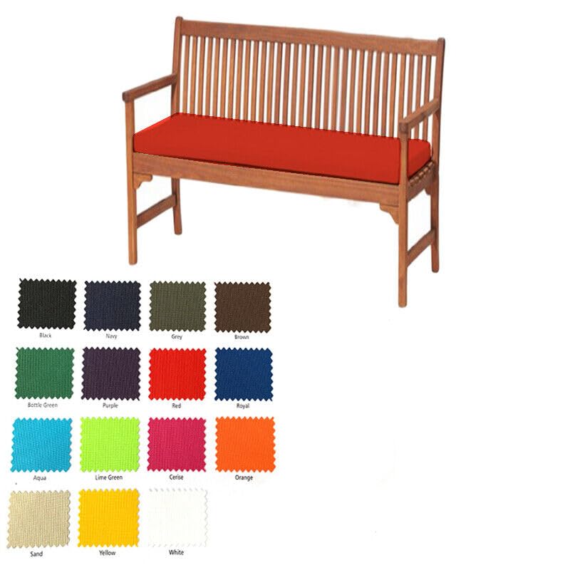 JOROBA Garden 2 Seater Bench Cushion or Cover – Waterproof Outdoor Bench Swing Seat Pad for Patio Garden Furniture, High Density Foam Cushion or Water Resistant Cover (Cover Only – Red)
