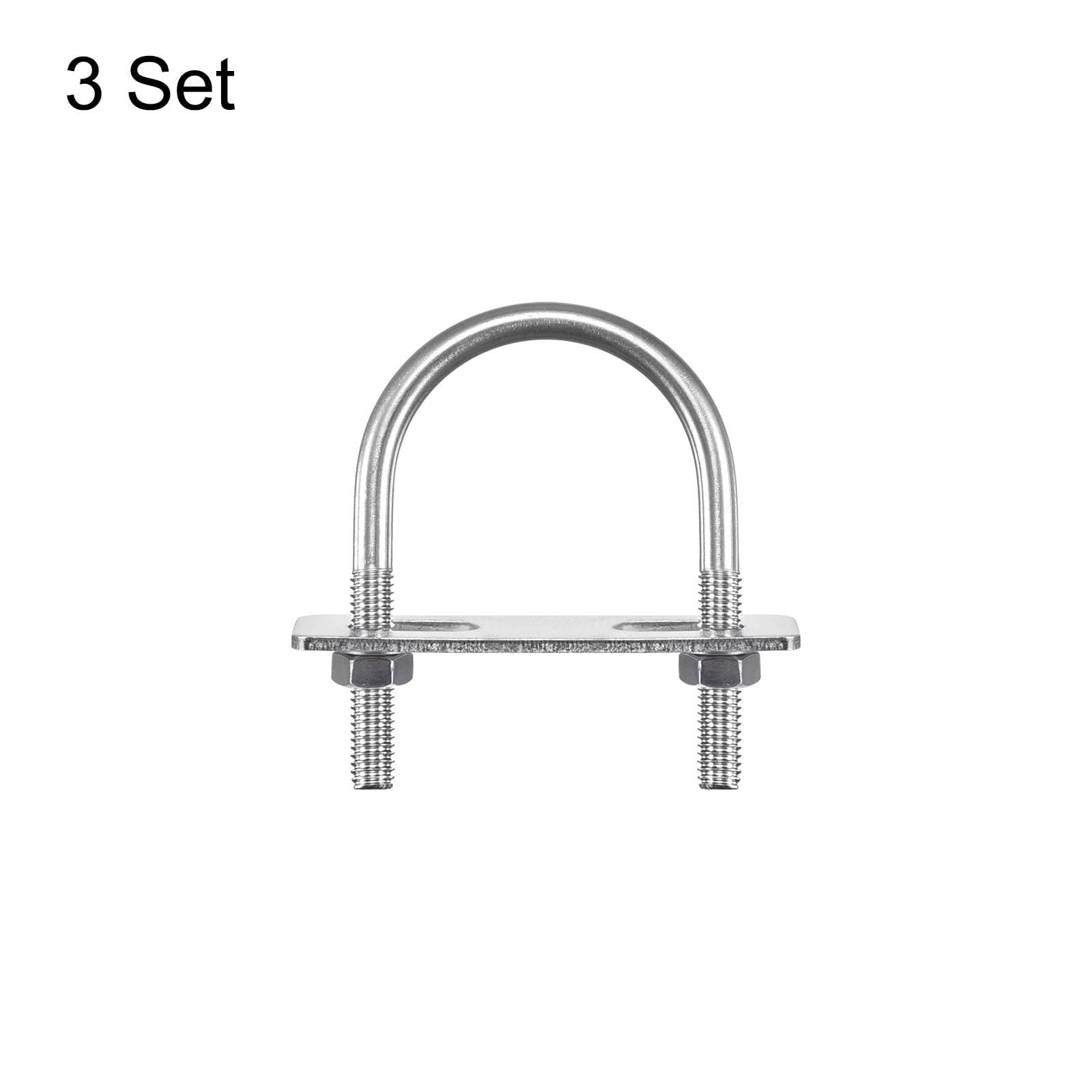 TOP-VIGOR 3 sets M8 Round U-Bolts, 51mm Inner Width 75mm Length 304 Stainless Steel U-Bolts with Nut - Image 3