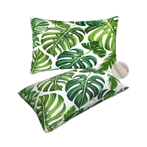 Housse coussin 50x80 cm lot de 2 vert tropical, le cadeau déco maison idéal - 2