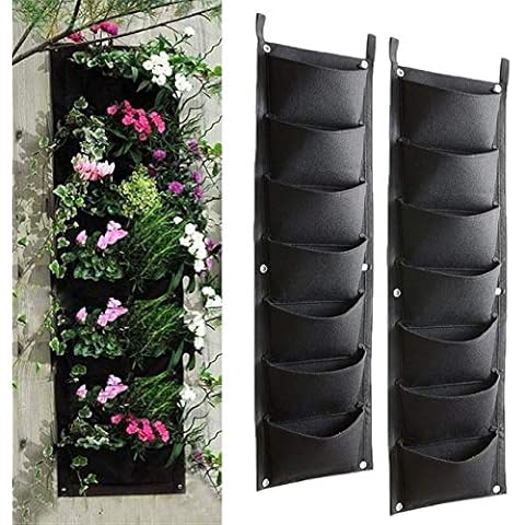 Scoolr Hanging Planter Bags, 2pcs 7 Pocket Hanging Vertical Wall Planter for Yards, Apartments, Balconies, Patios, Schoolyards and Community and Rooftop Gardens, Planting bags Storage bags Cover