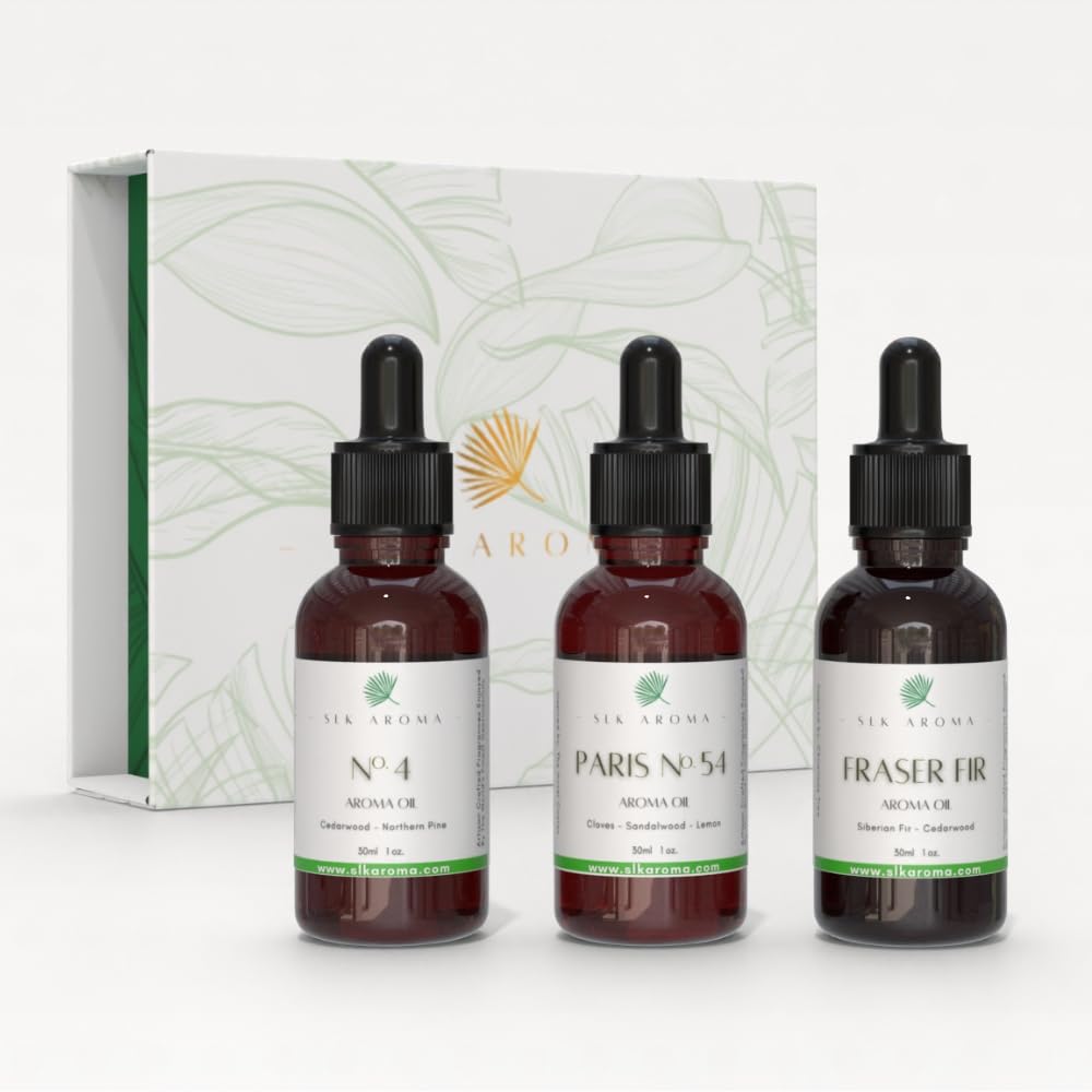 SLK Aroma-Ultra Luxe Aroma Oil Hotel Scent Discovery Gift Set for Diffusers (Winter) - Paris 54, (Spicy Woods, Madagascar Nutmeg) - No. 4 Four Seasons