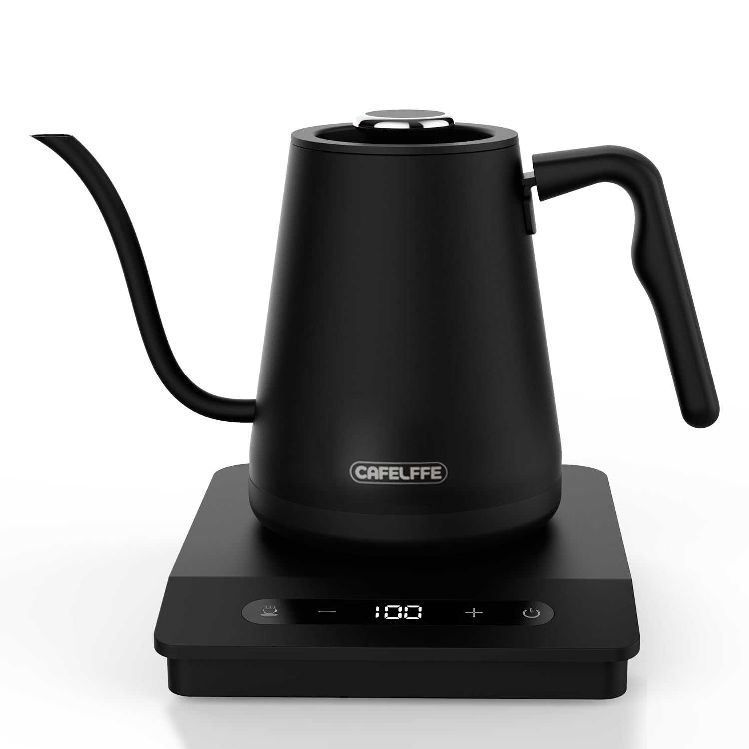 CAFELFFE Elektrischer Schwanenhals-Wasserkocher, Pour-Over-Kaffee- und Teekanne, Edelstahl-Heißwasserspender mit Temperaturregelung und Warmhaltefunktion, 0,8 l, 1500 W, Schwarz, MK-101
