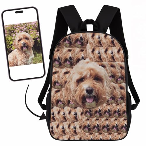 Custom Photo Backpack, Personalized Image Laptop Backpack, Bookbag, Daypack for Hiking Work Camping 17 Inch