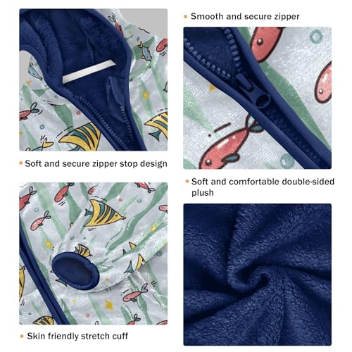 Cute Marine Background Girls Fleece Jacket Girls Fall Jacket Girls Zip Up Hoodie Girls Sherpa Jacket 2-10T3