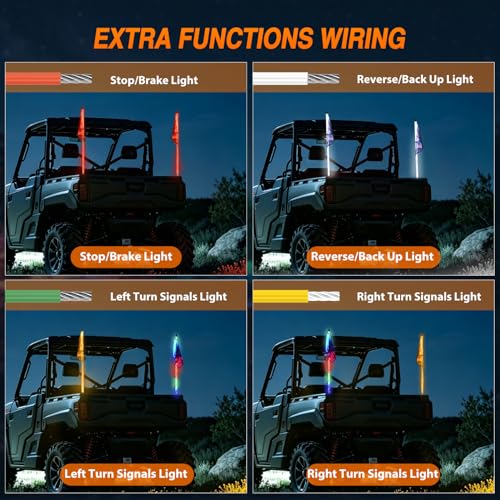 Image of Nilight LED Whip Light 2PC 4FT Spiral RGB Antenna Whips with Spring Base, App /Remote Control DIY Chasing Patterns Brake & Reverse Turn Signal Lights for Side by Side ATV UTV RZR Can-Am Buggy Jeep