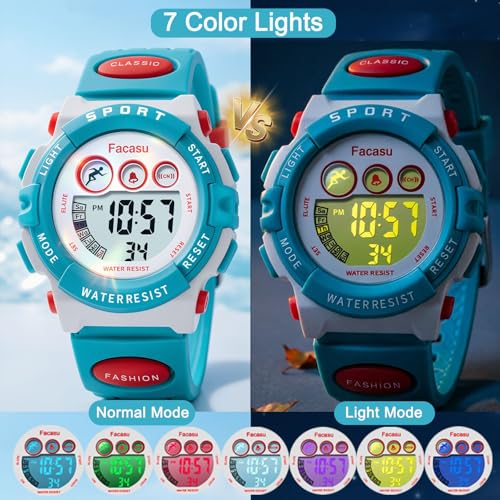 Image of Kids Watch Digital for Boys-Waterproof Kids Sports Watch with Light, Alarm&Snooze,Stopwatch Military Design Silicone Band Gift for Birthdays,Christmas Outdoor Activities(8+ Years)
