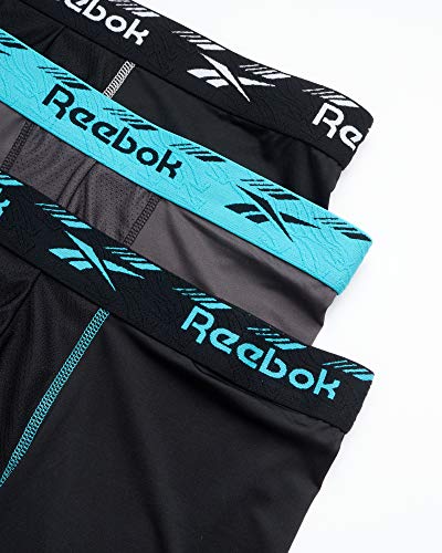 Reebok Men's Boxer Briefs – 3 Pack Performance Mens Underwear Boxer Briefs - Moisture Wicking Athletic Underwear for Men S-XL, Size X-Large, Black/Grey2