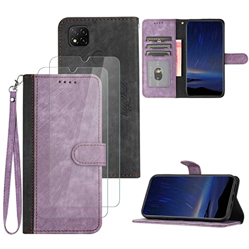 Handyhülle Kompatibel Mit Redmi 10A 4G,[Verschenke 2 Stück Full Screen Schutzfolie],Premium PU Leder Flip Case,Magnetverschluss,Standfunktion, Karte