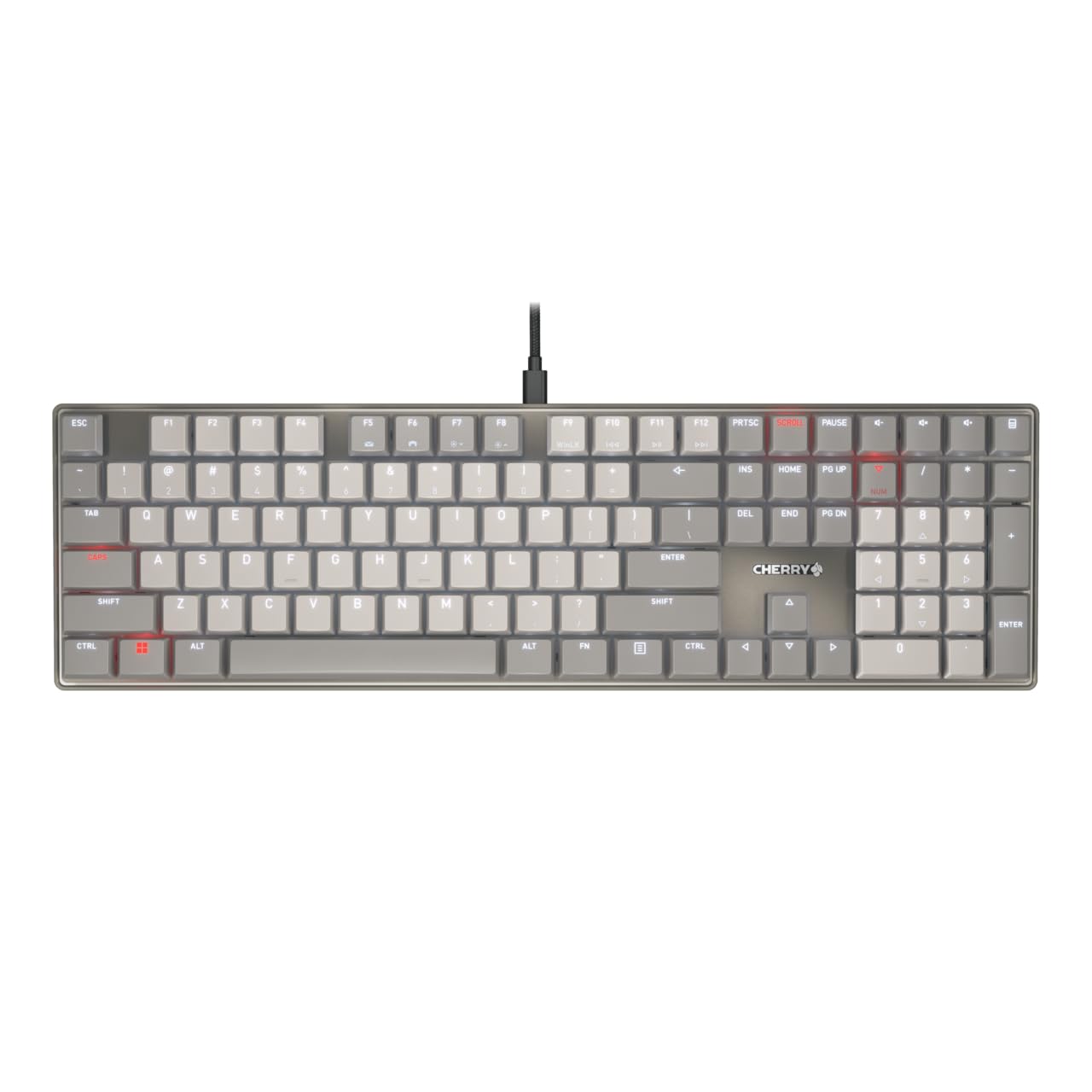 Cherry KC 500 MX LP Mechanical Low Profile Keyboard | Slim Design | White Lighting | PBT Key caps New MX LP 2.0 Switches (Gray, Full Size)