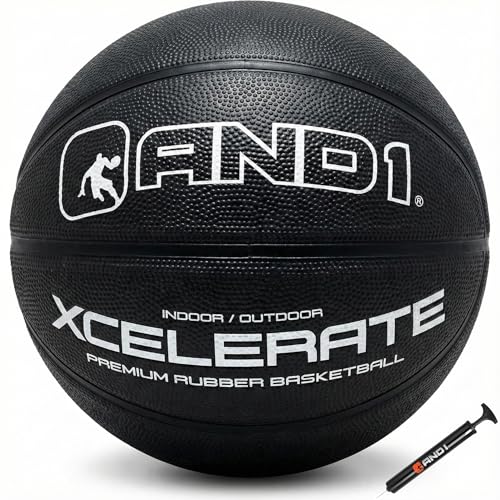 AND1 Xcelerate Rubber Basketball: Official Regulation Size 7 (29.5”) Streetball,