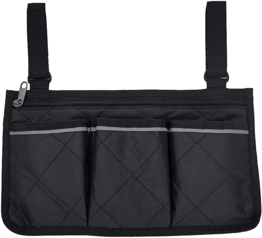 Jiakalamo Wheelchair Side Bag, Armrest Pouch Bag with Reflective Strip