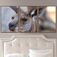 3 Piece Framed Canvas Wall Art Spiritual Being Animals Deer Expressive Impressionism Rustic - 16