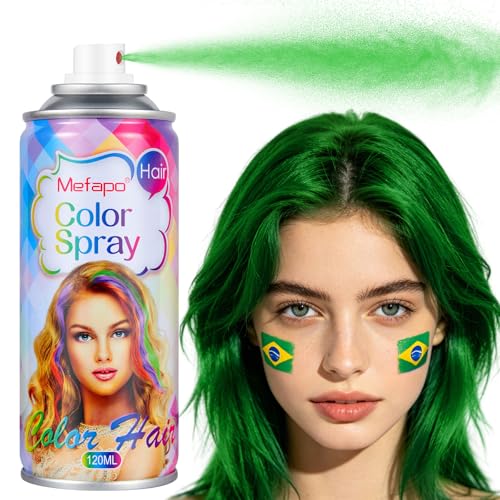 Green Hair Spray Temporary Hair Color Spray for Kids Women Men Temporary Hair Dye Washable Temporary Hair Color Wax Dye Hair Coloring Natural Gel for Party Cosplay Sports Events (Green 4.06oz)