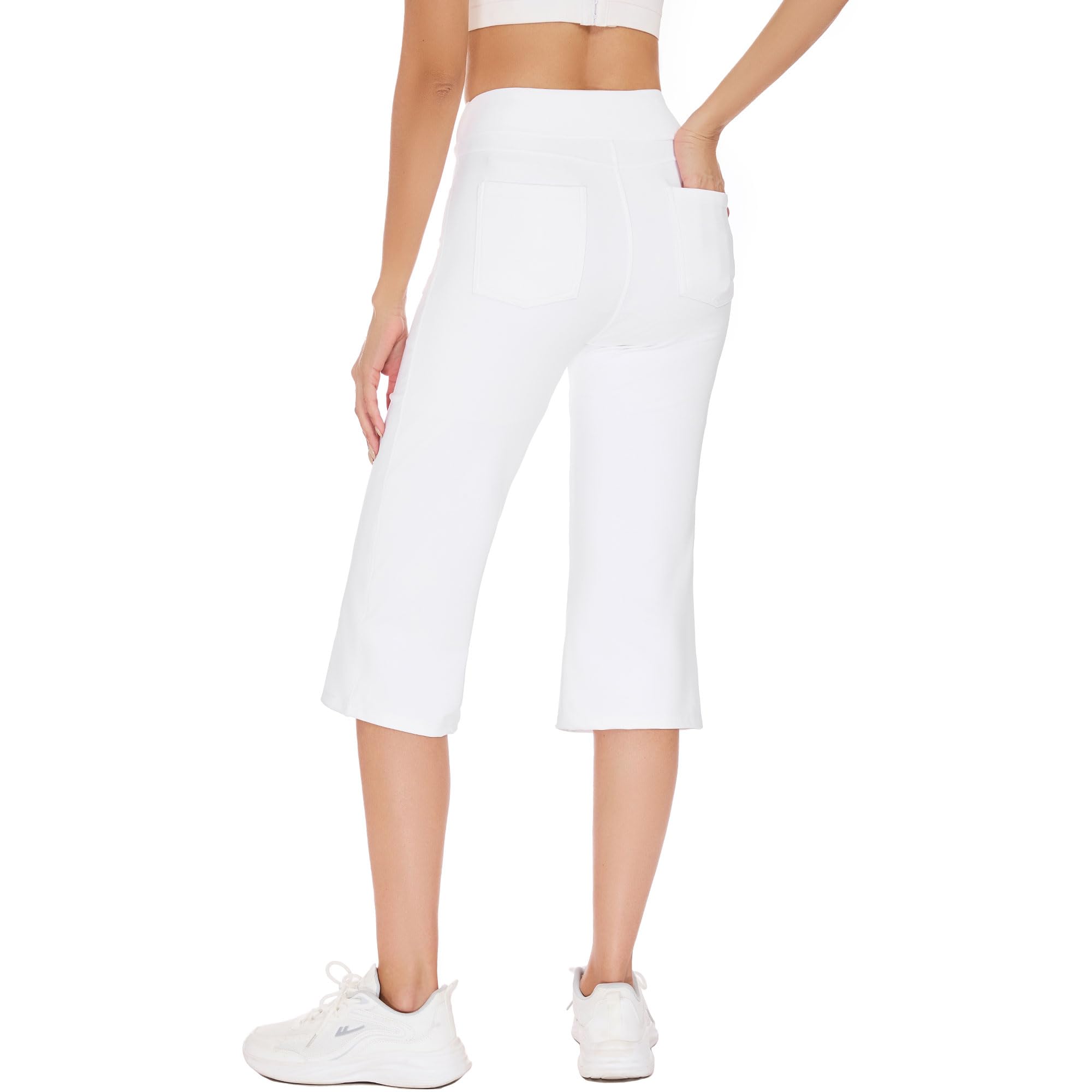 adorence Corsaire Femme été avec 4 Poches, Pantalon de Sport 3/4 Opaque, Pantacourt de Yoga Femme Taille Haute