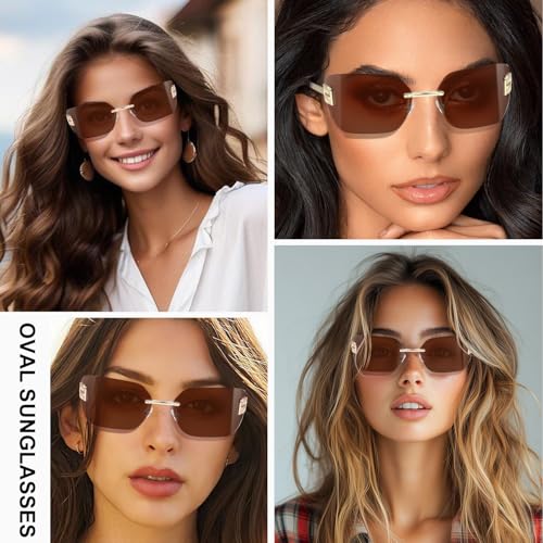 AICase Futuristic Rimless y2k Sunglasses for Women Men Fashion Wrap Around Frame 2025 Trendy Chic Shield Frameless Miu Designer Sunnies UV400 Protection2