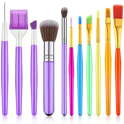 11 Pieces Cake Decorating Brush Tool Set Cookie Sugar Cookie Brushes Set Fondant Flower Paste Cookie Scriber Needle Sugar Stir Needle for DIY Cookie Fondant Gum Paste Cake Decoration Supplies