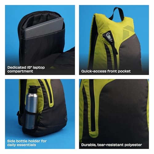 Image of Nivia Conviction 2.0 Sports Backpack For Men And Women, 25L Lightweight Gym And Training Bag With 15-Inch Laptop Compartment, Padded Straps, Quick Access Pocket, Side Bottle Holder (Black /Yellow)