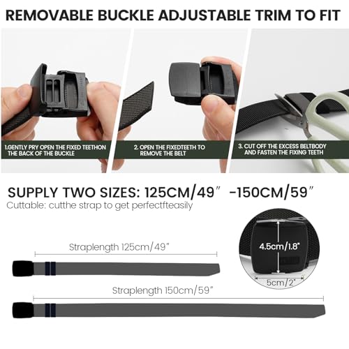 Reversible Nylon Web Belt with YKK Buckle, Metal-Free Airport Security, 49-59 Inch Adjustable Length3