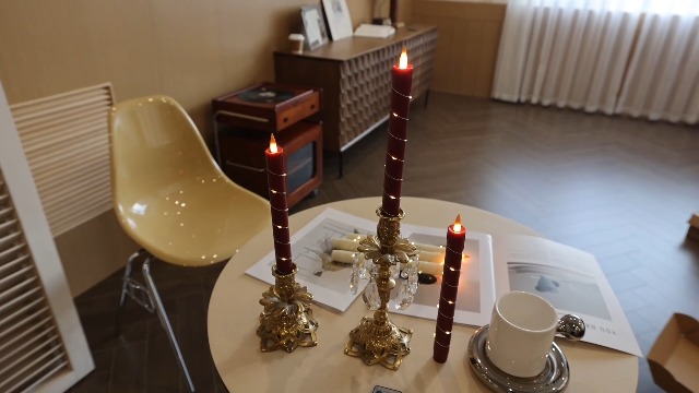 Image of Da by 3 Pack Red Dripping Wax Flameless Candles, Realistic Dynamic Flame LED Taper Candles with Surrounding Fairy String Lights, Remote Control Battery Operated Candles for Home Wedding Holiday Decor