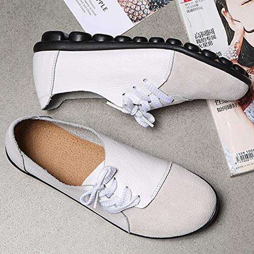 Selotrot Vrouwen Flats Loafers Schoenen, Grote Maat Vrouwen Casual Loafers Zachte Lichtgewicht Splicing Lederen Lace Up… - Image 4
