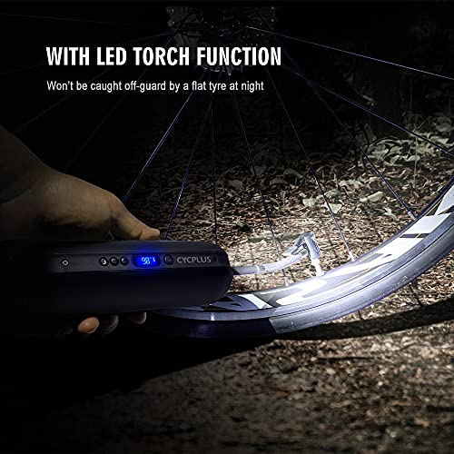CYCPLUS Luftpumpe I50PSI Elektrischer Kompressor Tragbar Fahrradpumpe Mini Reifenpumpe mit Digital LCD LED Licht… – Bild 6