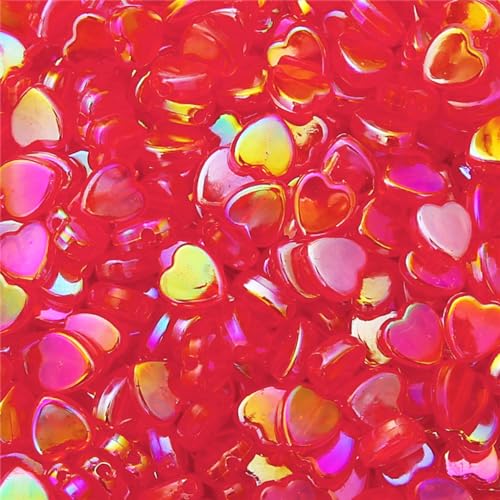 Anevous Pack of 95 Heart Beads and Star Beads, Loose Acrylic Beads, Colourful Star Beads, Heart Beads
