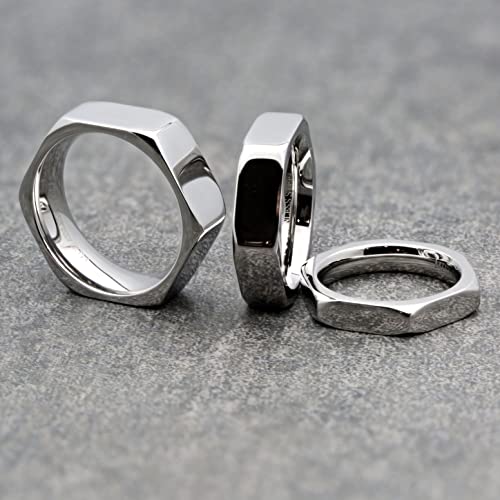 Stainless Steel Polished or Black Plated Finish Nut Style Wedding Band Choice of 4mm, 6mm or 8mm Widths3