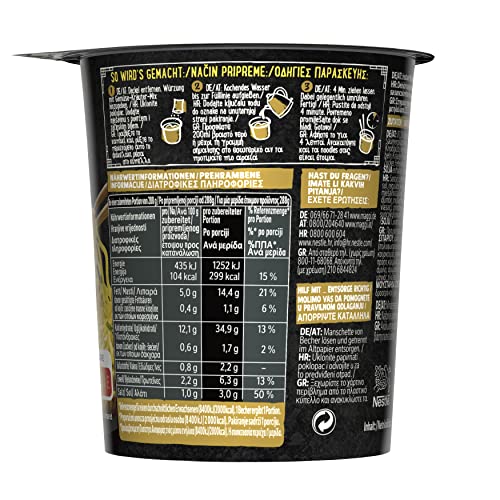 MAGGI Magic Asia Nudel Cup Curry, leckeres Fertiggericht, Instant-Nudeln, aromatisch-pikant, mit Gemüse verfeinert, 8er Pack (8x63g)