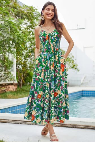 Image of GRACE KARIN Womens Summer Floral Maxi Dresses 2026 Long Flowy Boho Dress Beach Vacation Sundresses Casual Clothes with Pocket